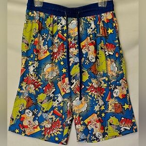 Mens Nickelodeon Colorful Cartoon Print Shorts Button Fly Front Pockets Sz M